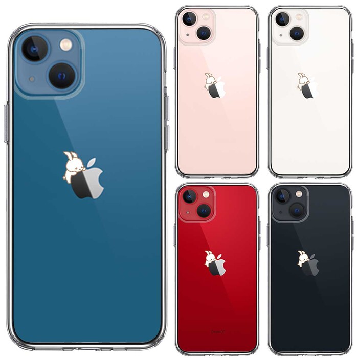 iPhone13mini ケース クリアうさぴょん うさぎ appleが愛しい スマホケース 側面ソフト 背面ハード ハイブリッド-1