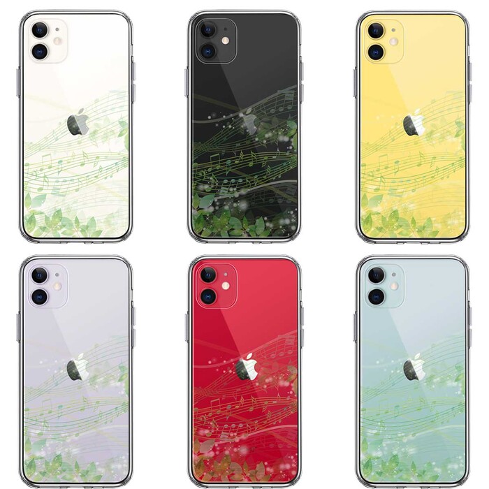 iPhone11 ケース クリア 癒しの森 音符 デザイン スマホケース 側面ソフト 背面ハード ハイブリッド-1