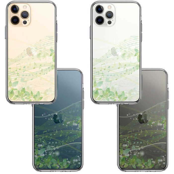 iPhone12Pro ケース クリア 癒しの森 音符 デザイン スマホケース 側面ソフト 背面ハード ハイブリッド-1