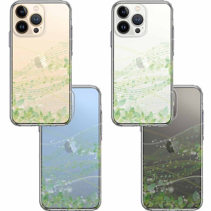 iPhone13Pro ケース クリア  癒しの森 音符 デザイン スマホケース 側面ソフト 背面ハード ハイブリッド-1
