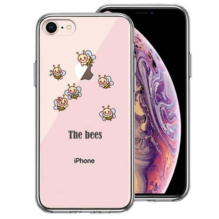 iPhone8 iPhone7 ケース クリア The Bees ミツバチ 蜂 可愛い スマホケース 側面ソフト 背面ハード ハイブリッド-0