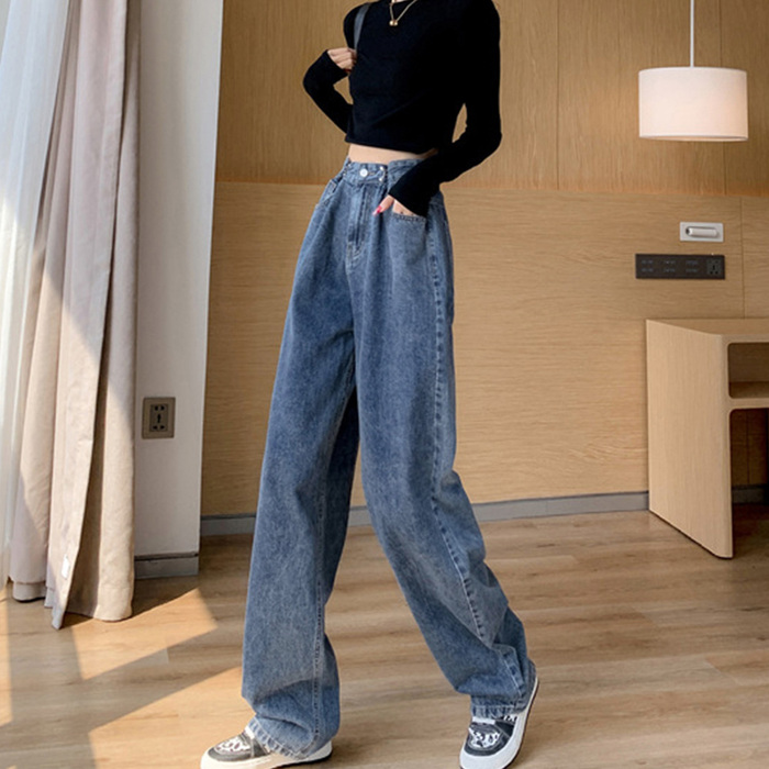 【GUMZZI】ワイドハイウエストロングパンツto28717 ハイウエスト デニム ワイドパンツ : まるっとマーケット - 通販