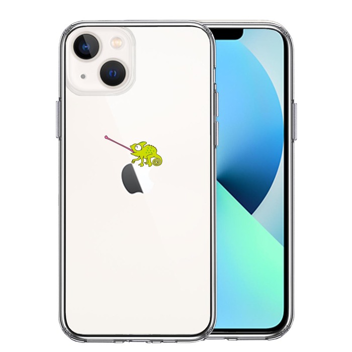 iPhone13mini ケース クリア  カメレオン 爬虫類 スマホケース 側面ソフト 背面ハード ハイブリッド-0