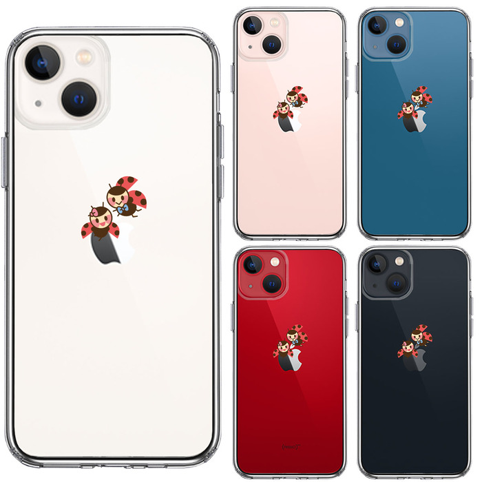 iPhone13mini ケース クリアてんとう虫 カップル スマホケース 側面ソフト 背面ハード ハイブリッド-1