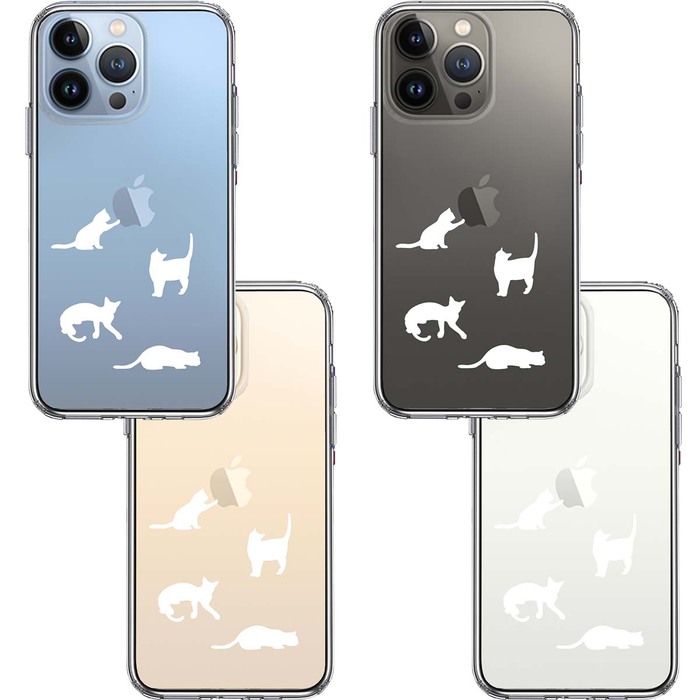 iPhone13Pro ケース クリア  陽だまりのにゃんこ ねこ 猫 ホワイト スマホケース 側面ソフト 背面ハード ハイブリッド-1