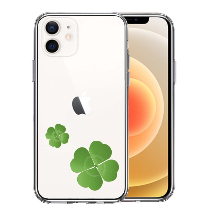 iPhone12mini case clear .. four leaf. clover smartphone case side soft the back side hard hybrid -0
