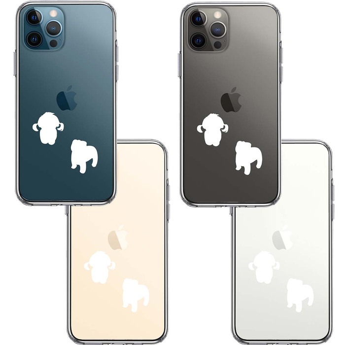 iPhone12Pro ケース クリア 子犬シルエット パピー ホワイト スマホケース 側面ソフト 背面ハード ハイブリッド-1
