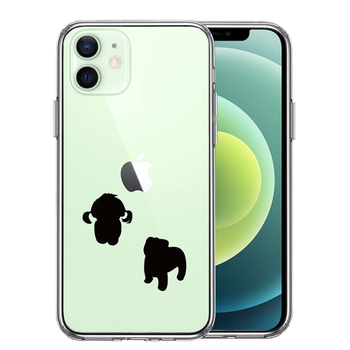 iPhone12mini case clear . dog Silhouette papi- black smartphone case side soft the back side hard hybrid -0