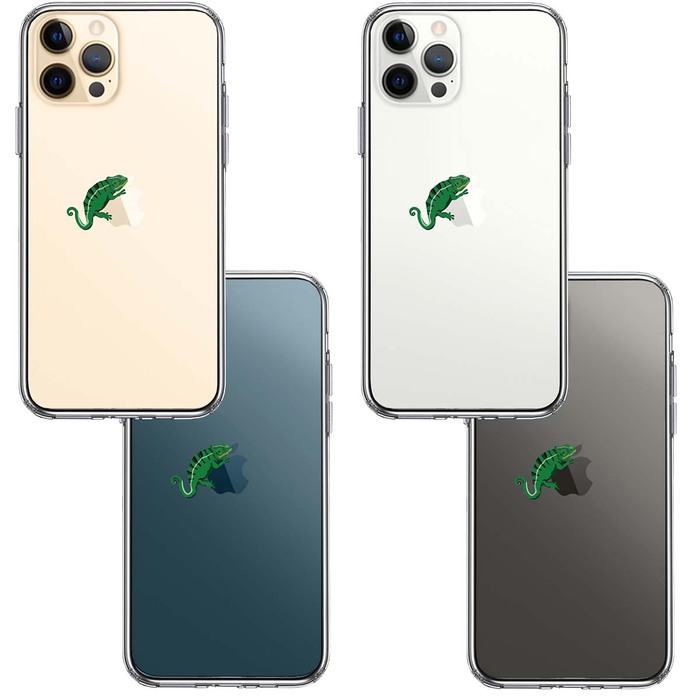iPhone12Pro ケース クリア カメレオン 2 爬虫類 スマホケース 側面ソフト 背面ハード ハイブリッド-1
