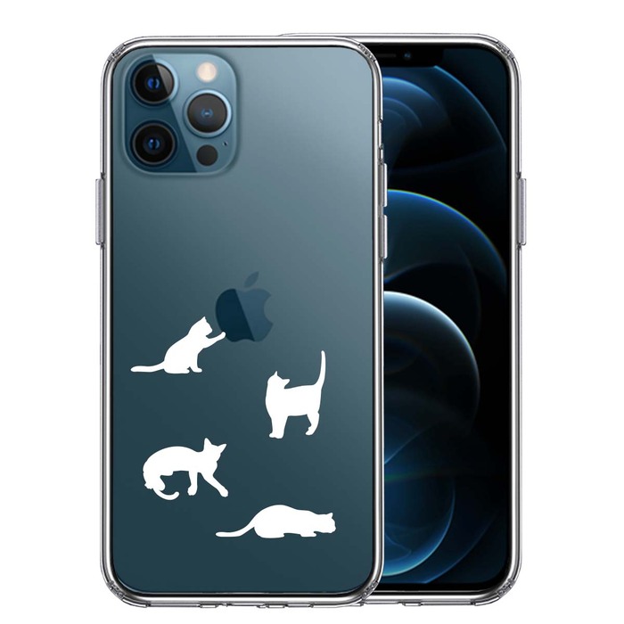 iPhone12Pro ケース クリア 陽だまりのにゃんこ ねこ 猫 ホワイト スマホケース 側面ソフト 背面ハード ハイブリッド-0