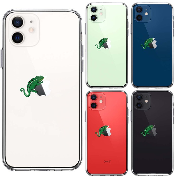 iPhone12 ケース クリア カメレオン 2 爬虫類 スマホケース 側面ソフト 背面ハード ハイブリッド-1