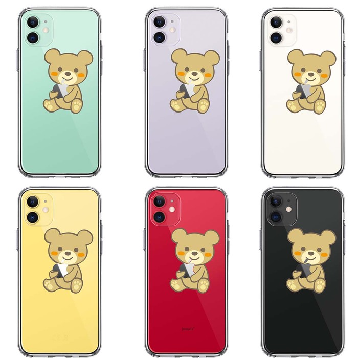 iPhone11 case clear .. bear soft toy apple ... smartphone case side soft the back side hard hybrid -1