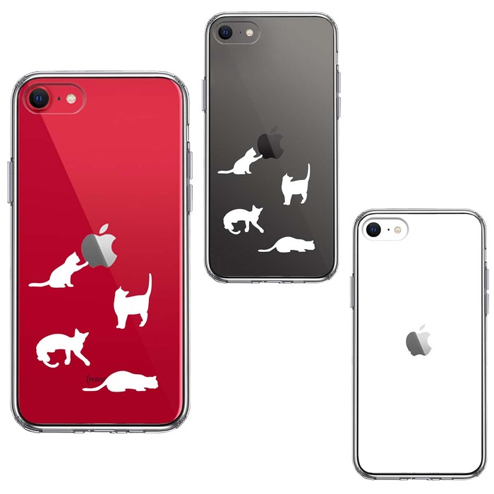 iPhoneSE ケース 第3世代 第2世代 クリア 陽だまりのにゃんこ ねこ 猫 白 スマホケース 側面ソフト 背面ハード ハイブリッド-1