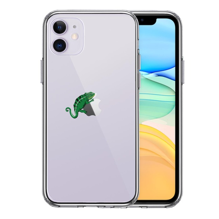 iPhone11 кейс прозрачный хамелеон 2 рептилии смартфон кейс боковая сторона soft задняя сторона твердый hybrid -0