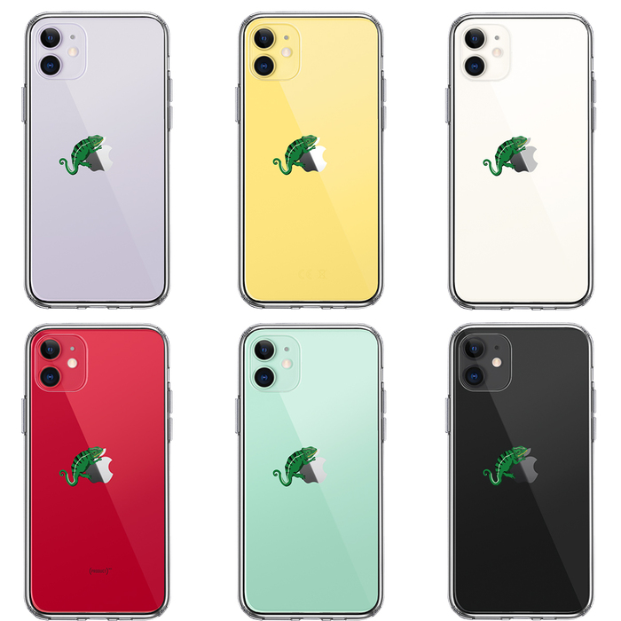 iPhone11 кейс прозрачный хамелеон 2 рептилии смартфон кейс боковая сторона soft задняя сторона твердый hybrid -1