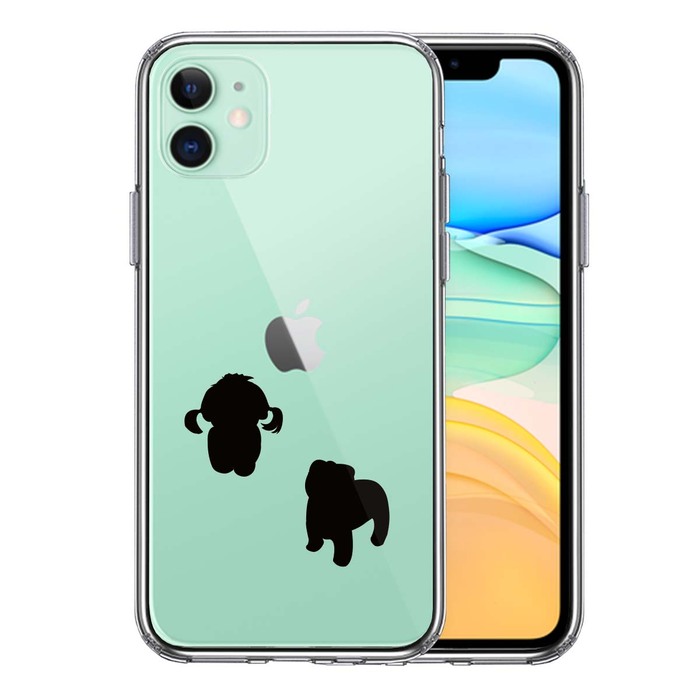 iPhone11 case clear . dog Silhouette papi- black smartphone case side soft the back side hard hybrid -0