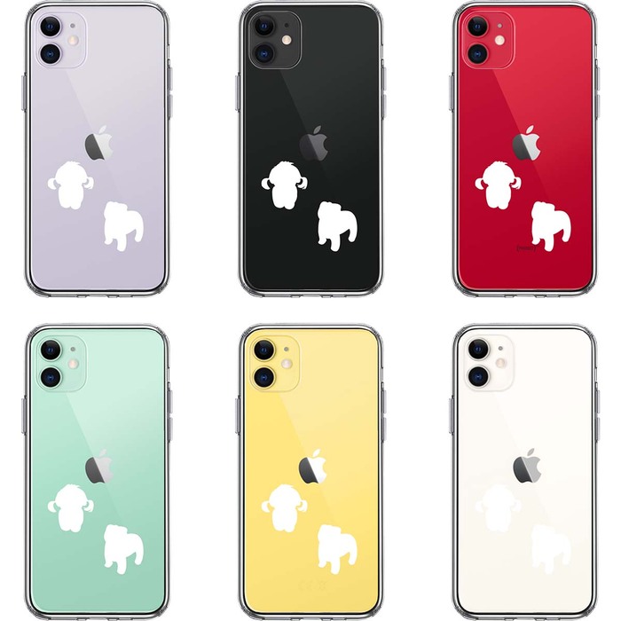 iPhone11 case clear . dog Silhouette papi- white smartphone case side soft the back side hard hybrid -1