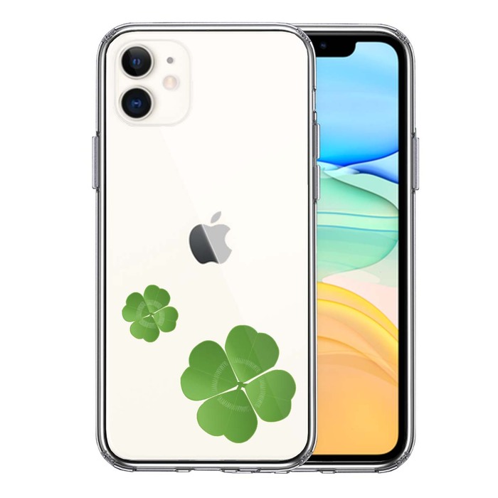 iPhone11 case clear .. four leaf. clover smartphone case side soft the back side hard hybrid -0