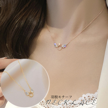 羽根モチーフ ネックレス 華奢-0