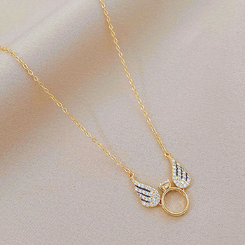 羽根モチーフ ネックレス 華奢-1