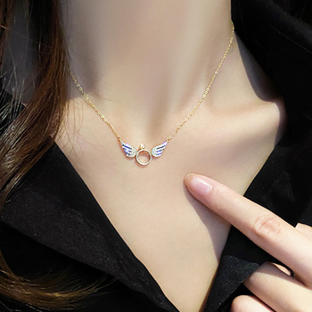 羽根モチーフ ネックレス 華奢-5