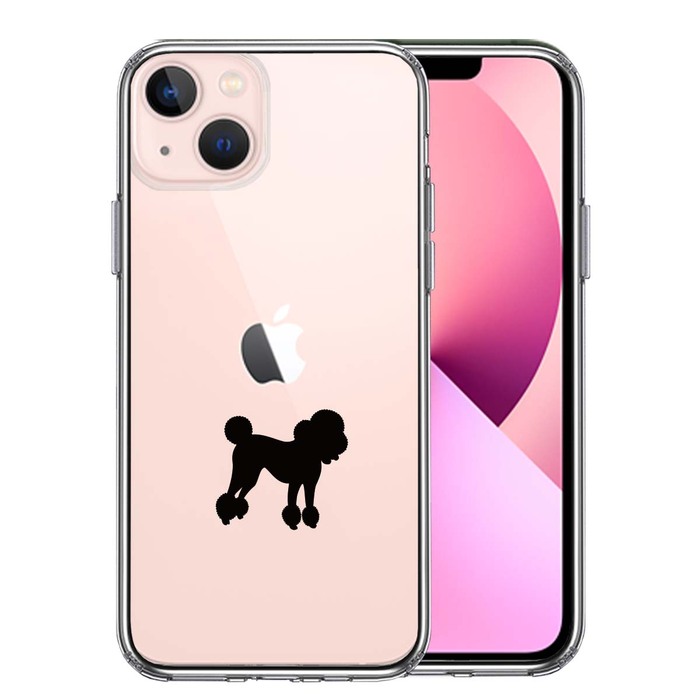 iPhone13 ケース クリアトイプードル 黒 スマホケース 側面ソフト 背面ハード ハイブリッド-0