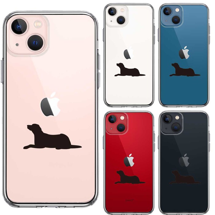 iPhone13 ケース クリア  犬 シルエット ラブラドールレトリバー スマホケース 側面ソフト 背面ハード ハイブリッド-1