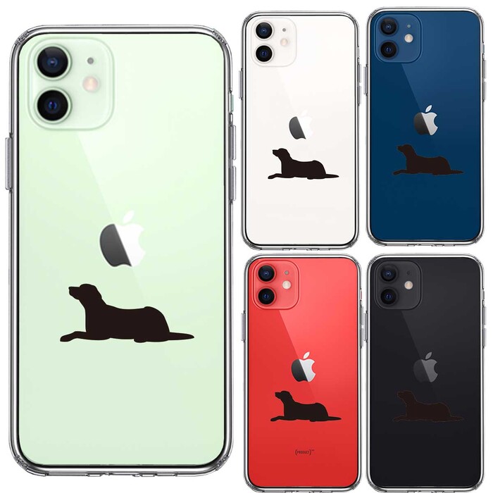 iPhone12mini ケース クリア 犬 シルエット ラブラドールレトリバー スマホケース 側面ソフト 背面ハード ハイブリッド-1