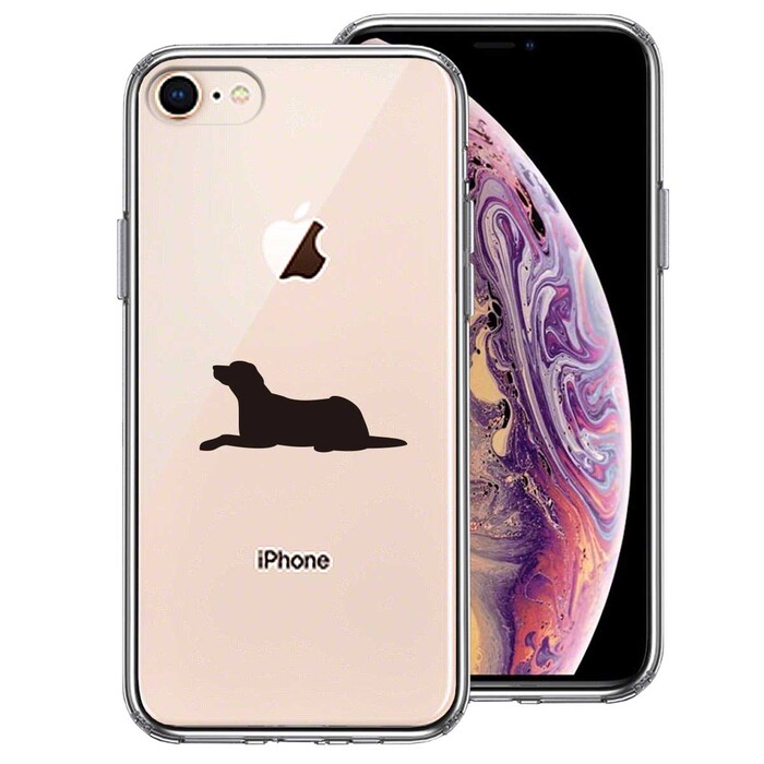 iPhone8 ケース クリア 犬 シルエット ラブラドールレトリバー スマホケース 側(cè)面ソフト 背面ハード ハイブリッド-0