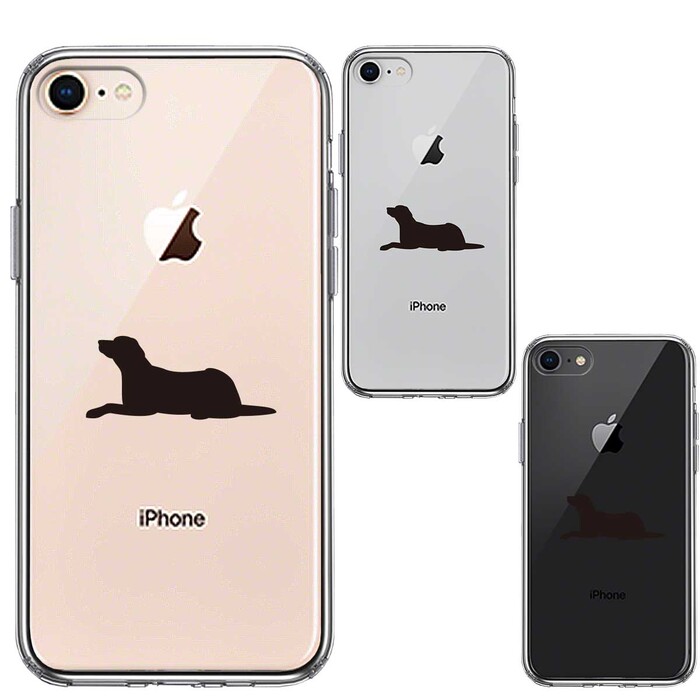 iPhone8 ケース クリア 犬 シルエット ラブラドールレトリバー スマホケース 側(cè)面ソフト 背面ハード ハイブリッド-1