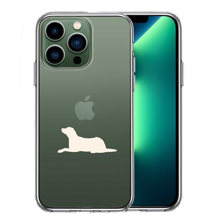 iPhone13Pro ケース クリア  犬 ラブラドールレトリバー 白 スマホケース 側面ソフト 背面ハード ハイブリッド-0