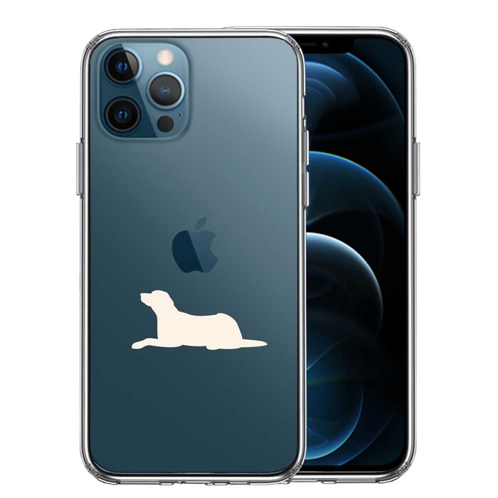 iPhone12Pro ケース クリア 犬 ラブラドールレトリバー 白 スマホケース 側面ソフト 背面ハード ハイブリッド-0