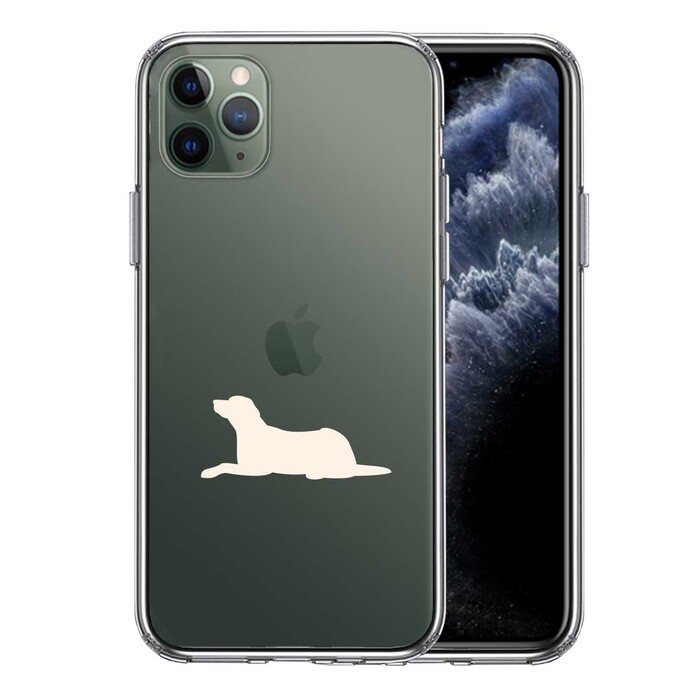 iPhone11pro ケース クリア 犬 ラブラドールレトリバー 白 スマホケース 側面ソフト 背面ハード ハイブリッド-0