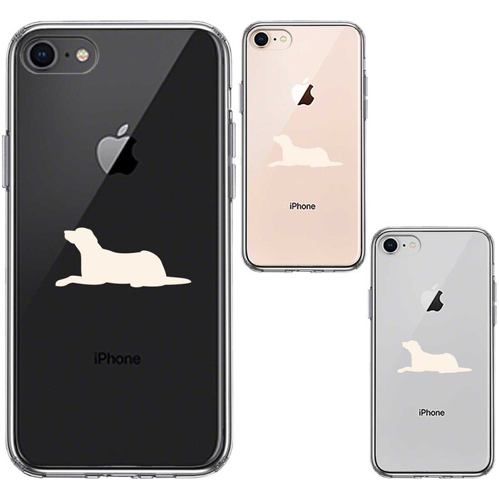 iPhone8 ケース クリア 犬 シルエット ラブラドールレトリバー 白 スマホケース 側面ソフト 背面ハード ハイブリッド-1