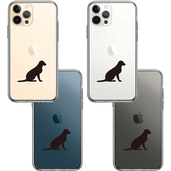 iPhone12Pro ケース クリア 犬 シルエット ラブラドールレトリバー２ スマホケース 側面ソフト 背面ハード ハイブリッド-1