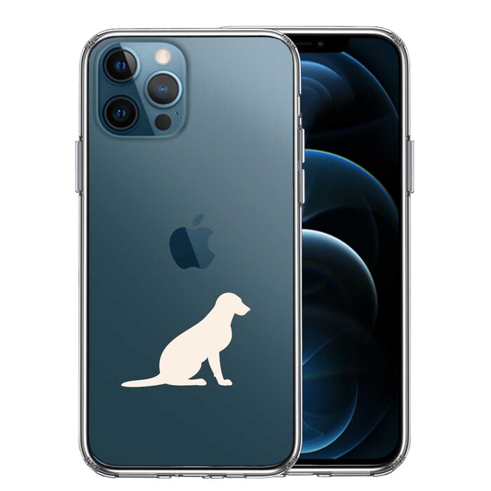 iPhone12Pro ケース クリア 犬 ラブラドールレトリバー２ 白 スマホケース 側面ソフト 背面ハード ハイブリッド-0