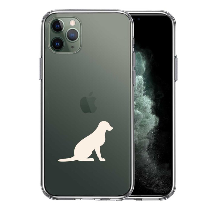iPhone11pro ケース クリア 犬 ラブラドールレトリバー２ 白 スマホケース 側面ソフト 背面ハード ハイブリッド-0
