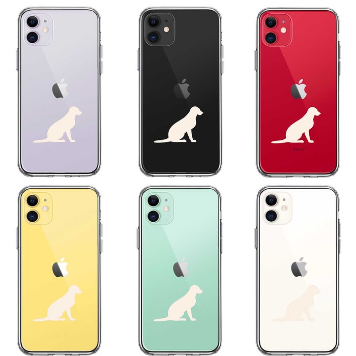 iPhone11 ケース クリア 犬 シルエット ラブラドールレトリバー２ 白 スマホケース 側面ソフト 背面ハード ハイブリッド-1