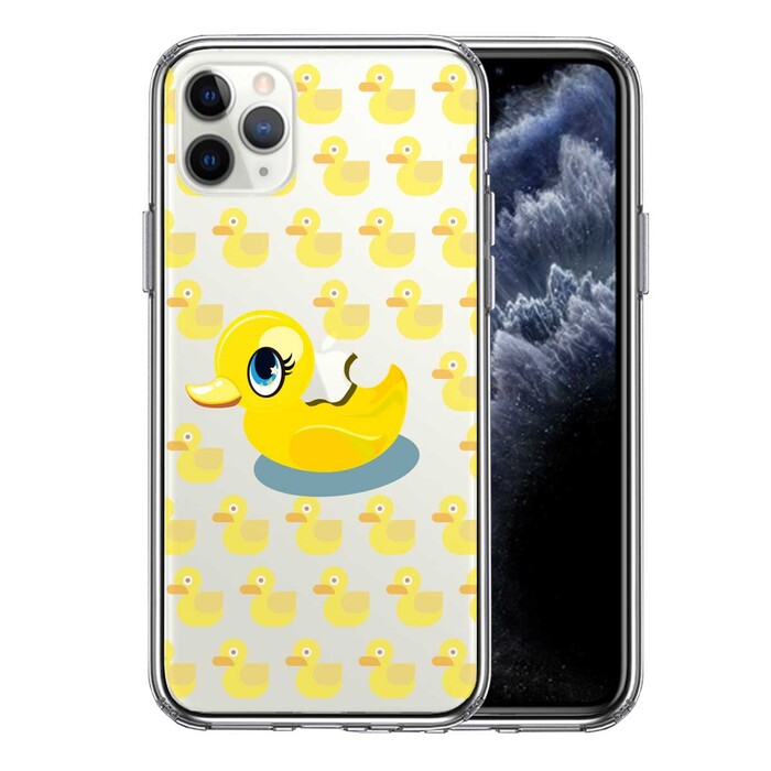 iPhone11pro ケース クリア アヒルちゃん あひる イエロー スマホケース 側面ソフト 背面ハード ハイブリッド-0