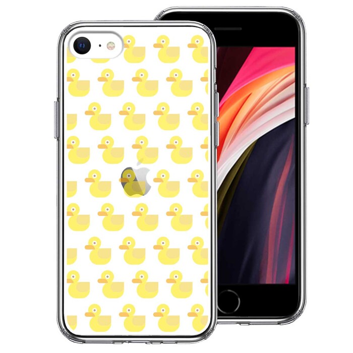 iPhoneSE ケース 第3世代 第2世代 クリア アヒルちゃん あひる だらけ スマホケース 側面ソフト 背面ハード ハイブリッド-0