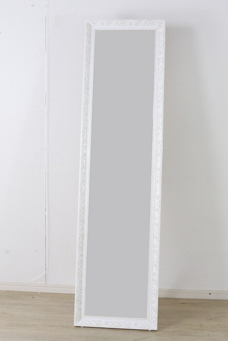 アンティーク風スタンドミラー 39X148 WH-0