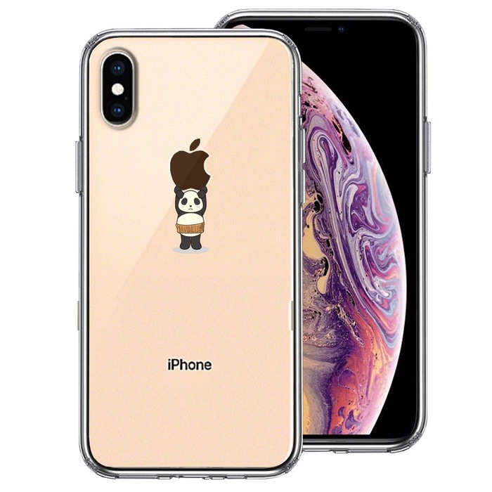 iPhoneX ケース iPhoneXS ケース パンダ アップル 重量挙げ 腹巻 スマホケース ハイブリッド-0