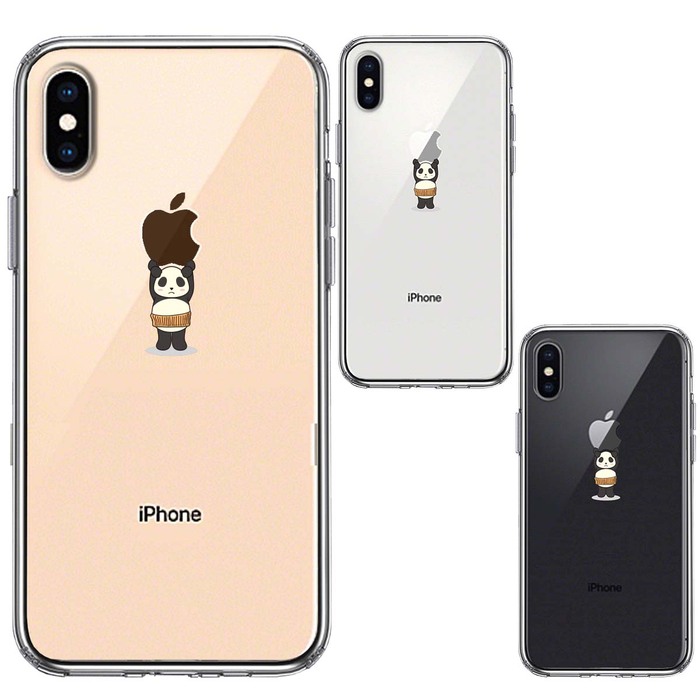 iPhoneX ケース iPhoneXS ケース パンダ アップル 重量挙げ 腹巻 スマホケース ハイブリッド-1