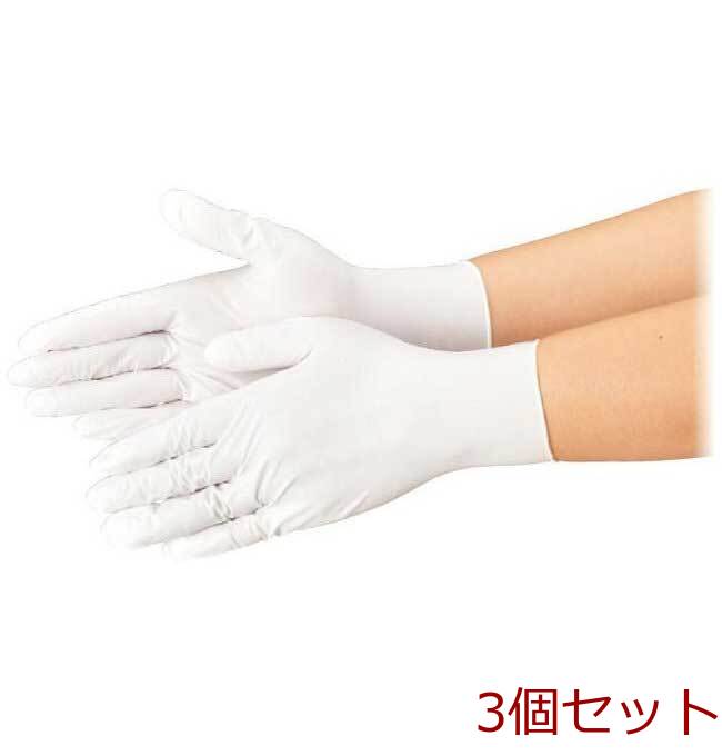 業務用No.554 ニトリルトライ3 ホワイト パウダーフリー ニトリルゴム製 使い捨て手袋 Sサイズ 100枚入 3個セット-0