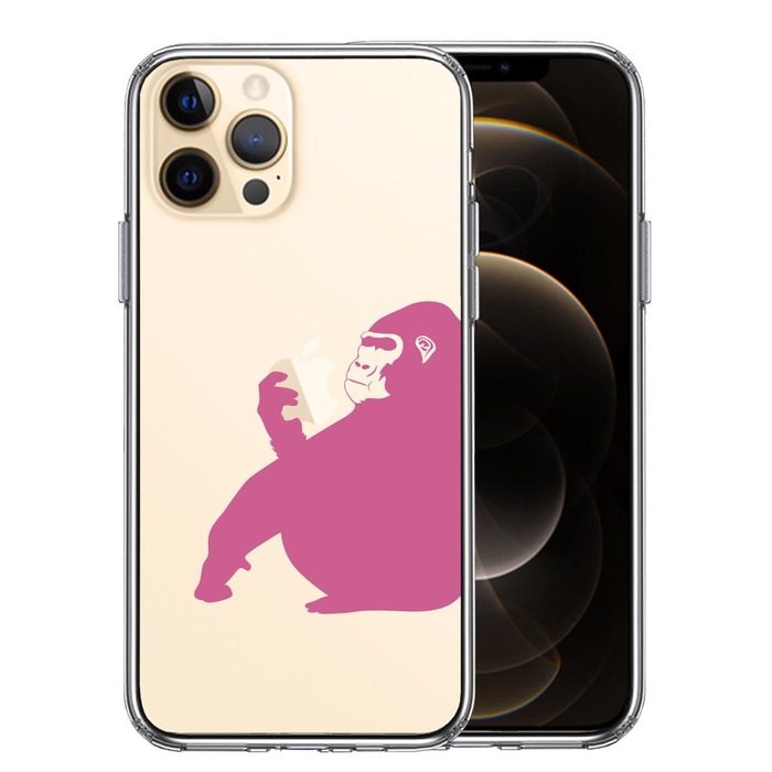 iPhone12Pro case clear Gorilla pink smartphone case side soft the back side hard hybrid -0