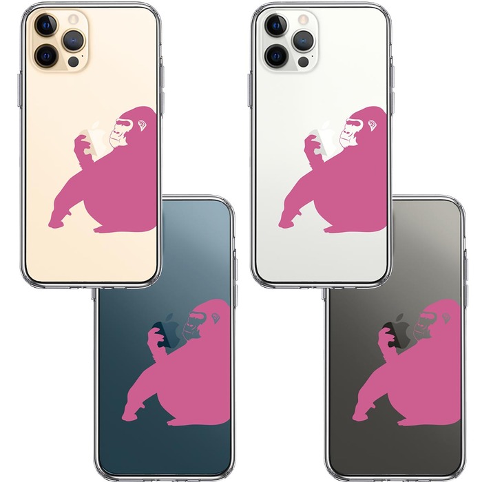 iPhone12Pro case clear Gorilla pink smartphone case side soft the back side hard hybrid -1