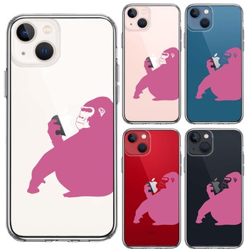 iPhone13mini ケース クリアゴリラ ピンク スマホケース 側面ソフト 背面ハード ハイブリッド-1