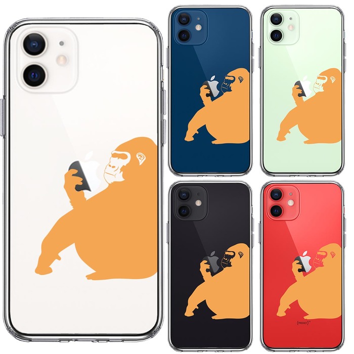 iPhone12mini case clear Gorilla orange smartphone case side soft the back side hard hybrid -1