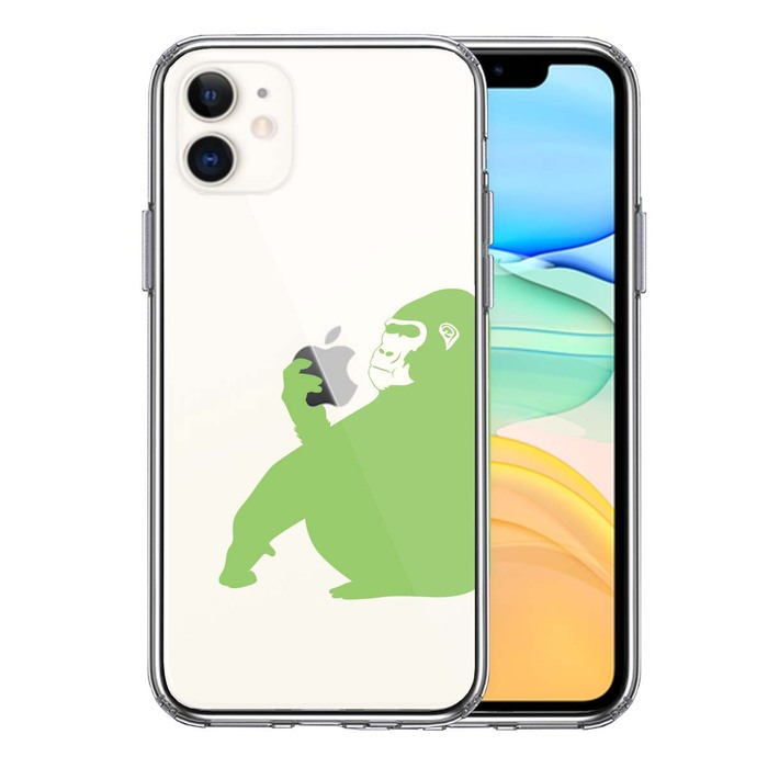 iPhone11 case clear Gorilla light green light green smartphone case side soft the back side hard hybrid -0