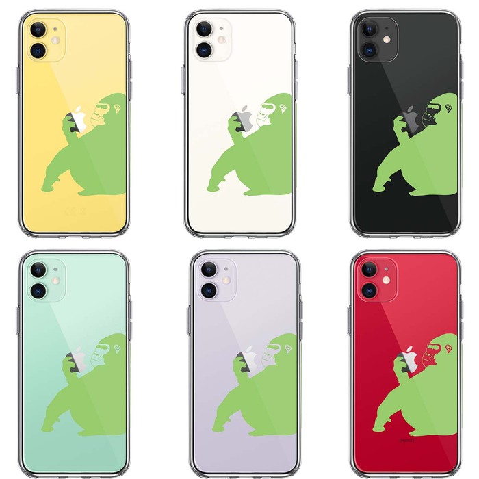 iPhone11 case clear Gorilla light green light green smartphone case side soft the back side hard hybrid -1